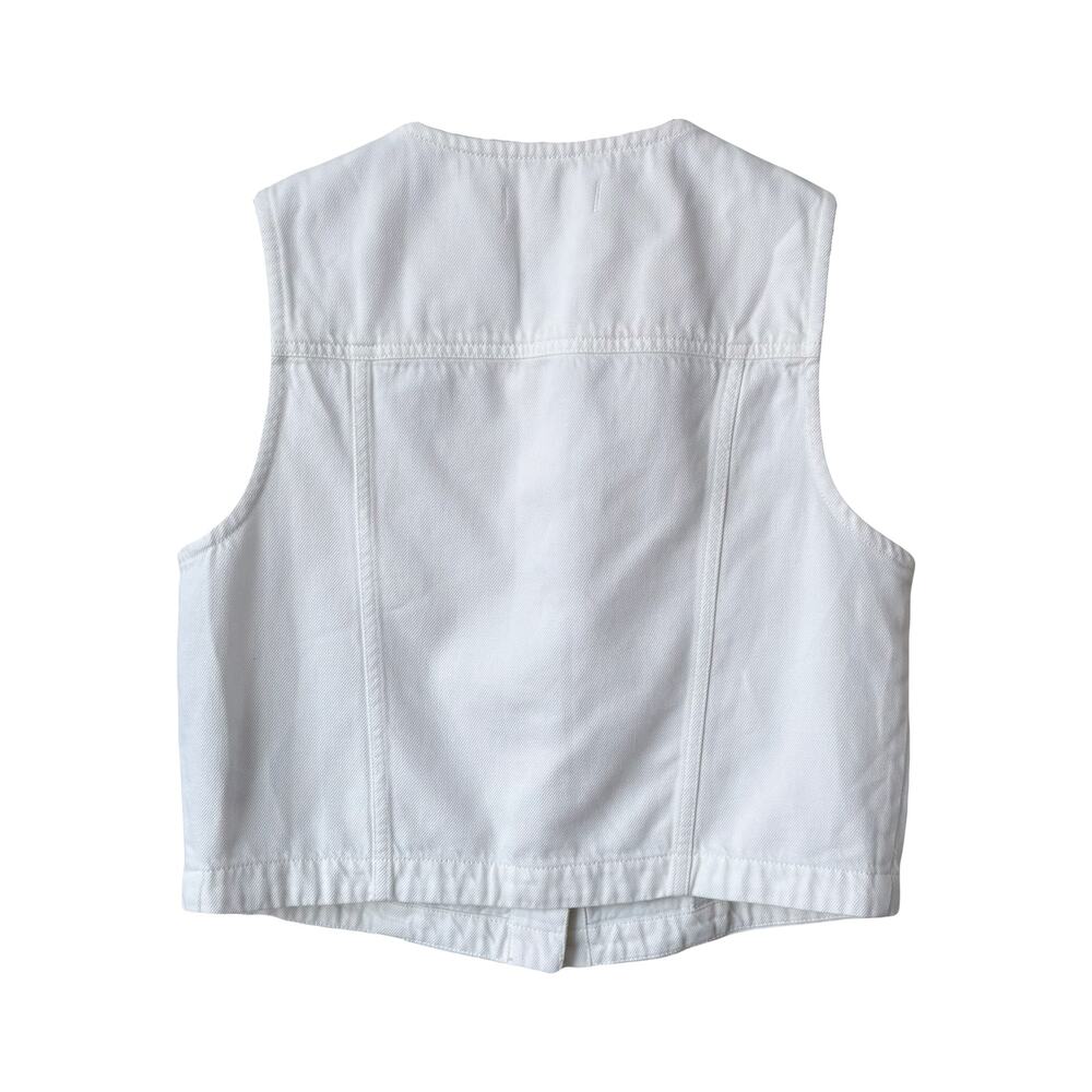 Madewell White Cropped Denim Vest Sz M - Picture 4 of 7